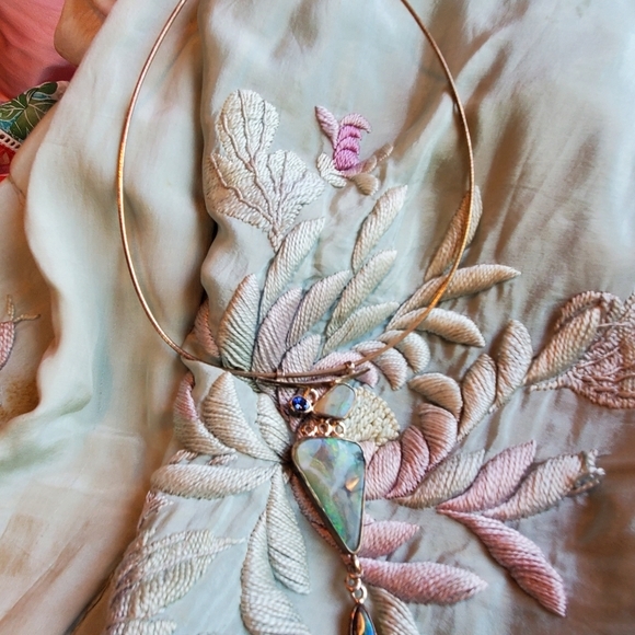 FABULOUS OPAL PENDANT NECKLACE. OH MY GOODNESS!!! Sterling Opal Necklace - Picture 6 of 14